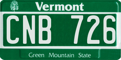 VT license plate CNB726