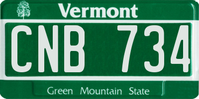 VT license plate CNB734