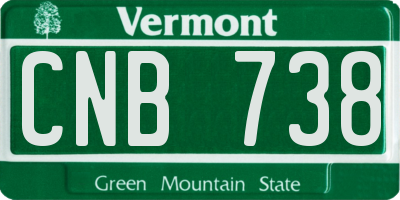 VT license plate CNB738