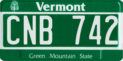 VT license plate CNB742