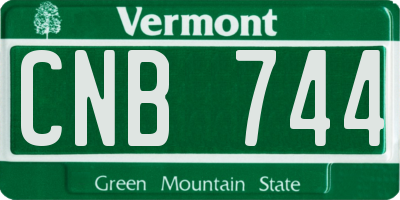 VT license plate CNB744