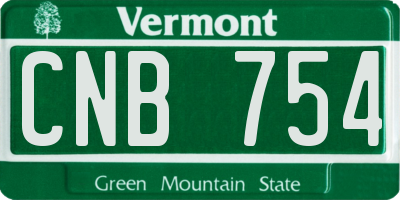 VT license plate CNB754