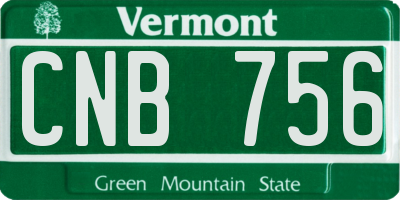 VT license plate CNB756