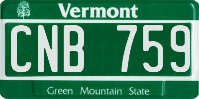 VT license plate CNB759