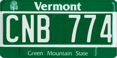 VT license plate CNB774