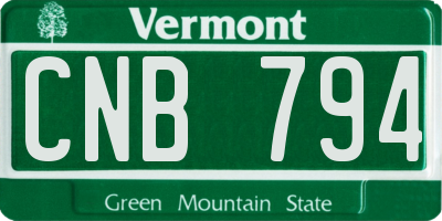 VT license plate CNB794