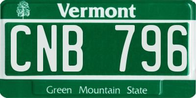 VT license plate CNB796
