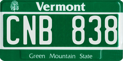 VT license plate CNB838