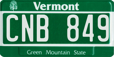 VT license plate CNB849