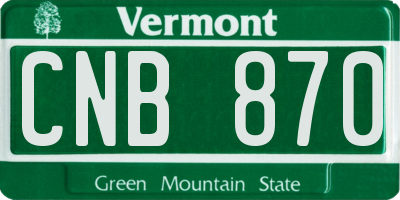 VT license plate CNB870