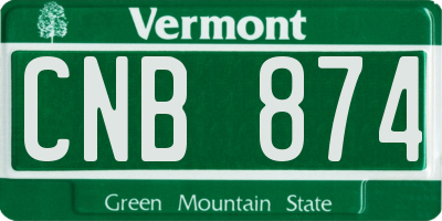 VT license plate CNB874