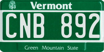 VT license plate CNB892