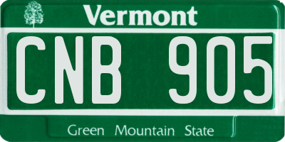 VT license plate CNB905