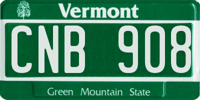 VT license plate CNB908