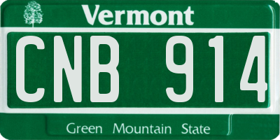 VT license plate CNB914