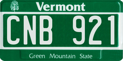 VT license plate CNB921