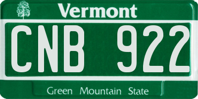 VT license plate CNB922