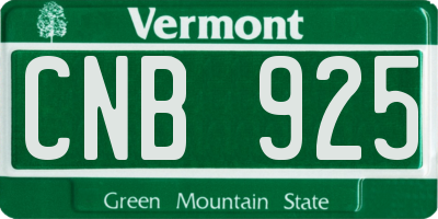 VT license plate CNB925