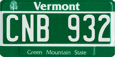 VT license plate CNB932
