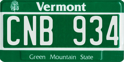 VT license plate CNB934