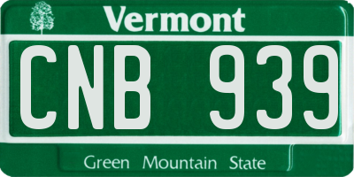 VT license plate CNB939