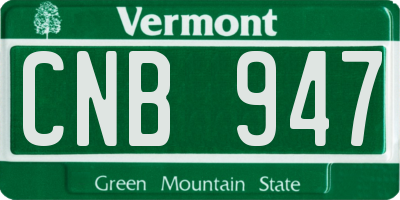 VT license plate CNB947