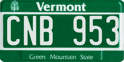 VT license plate CNB953