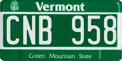 VT license plate CNB958