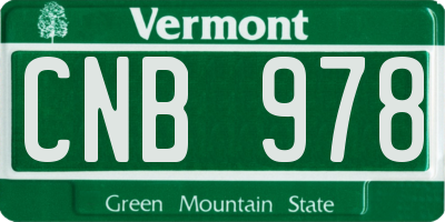VT license plate CNB978