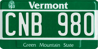 VT license plate CNB980