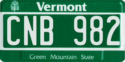 VT license plate CNB982