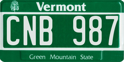 VT license plate CNB987