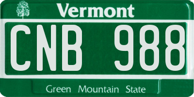 VT license plate CNB988