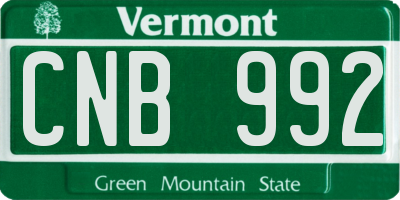 VT license plate CNB992