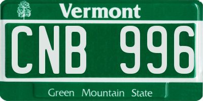 VT license plate CNB996