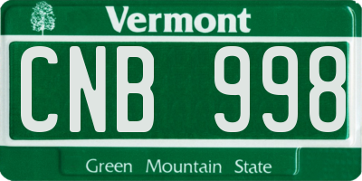 VT license plate CNB998