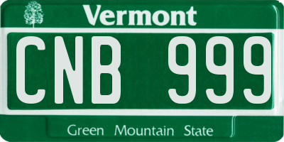 VT license plate CNB999