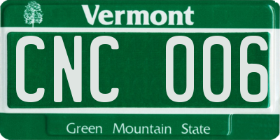 VT license plate CNC006