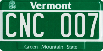 VT license plate CNC007
