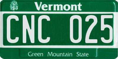VT license plate CNC025