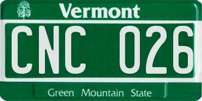 VT license plate CNC026
