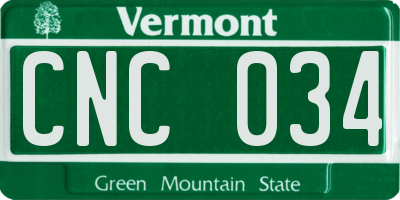 VT license plate CNC034