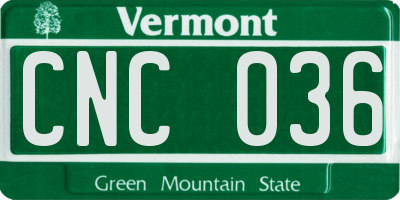 VT license plate CNC036