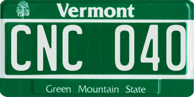 VT license plate CNC040