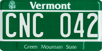 VT license plate CNC042