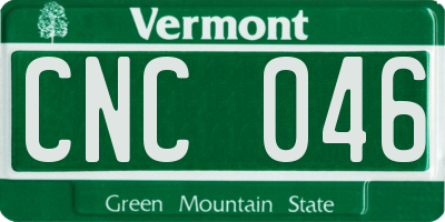 VT license plate CNC046