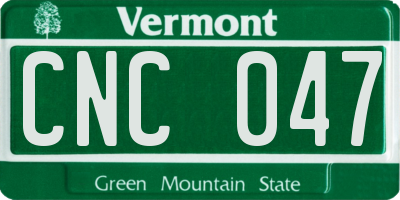 VT license plate CNC047