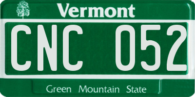 VT license plate CNC052