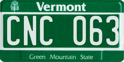 VT license plate CNC063