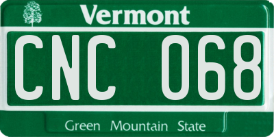 VT license plate CNC068